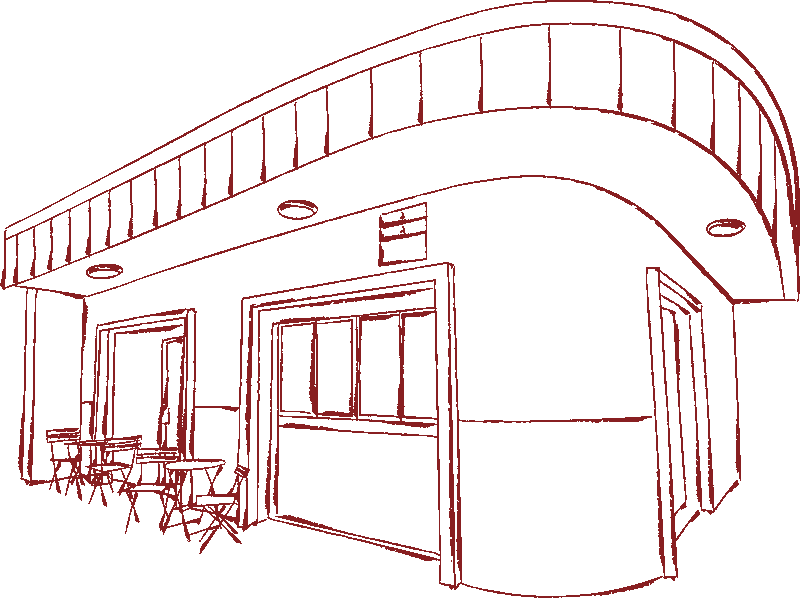 Hand drawing of the Crema Classica storefront